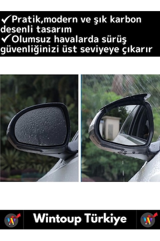 Premium Yüksek Kaliteli Otomobil Ayna Yağmur Koruyucu Karbon Desenli Otomobil Yan Ayna Siper 1 Çift