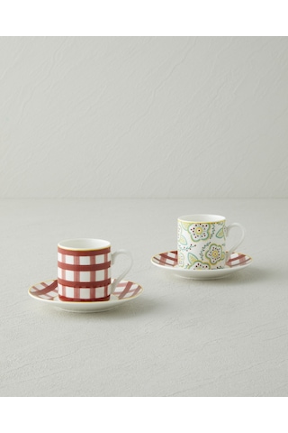 English Home Almeda New Bone China 4 Parça 2 Kişilik Kahve Fincan Takımı 80 Ml Bordo