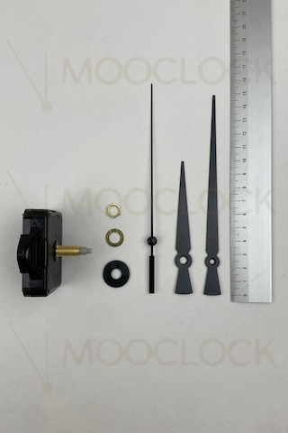 Saat Makinesi, Akar Sessiz Duvar Saati Mekanizması, 22 Mm Şaft, Akrep-yelkovan-saniye- Askılı Siyah