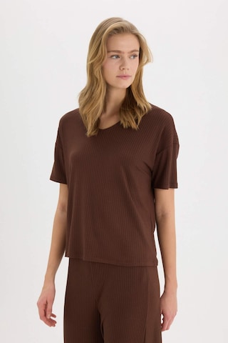 DeFacto Pijama Takımı Fitilli Kaşkorse Kısa Kollu Üst Esnek Belli Kapri Boy Alt-Fall in Love E0865AX25SPBN327