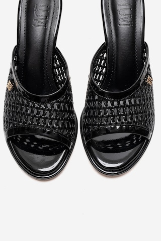 Luvishoes Selvıan Siyah Örgü Kadın Boncuk Topuklu Terlik