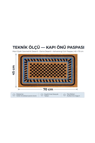 Coco Cc017a Geometrik Desenli Kalın Kaymaz Taban Nem Alıcı Şık Tasarım Kapı Önü Paspası 45x75 Cm Bej