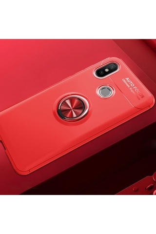 Xiaomi Mi 8 Se Kılıf Yüzüğü Stant Ve Araç Tutucu Olabilen Şık Esnek Premium Silikon Kapak Ryc/ravel Kirmizi