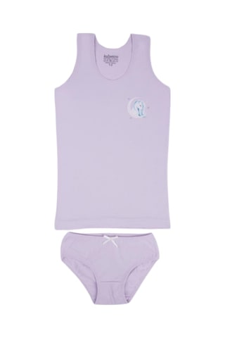 Katamino Kız Çocuk Geniş Askılı Atlet & Slip Takım Mor