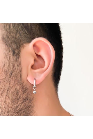 Bz 316l Çelik Unisex Tek Küre Küpe Unk-480 Beyaz