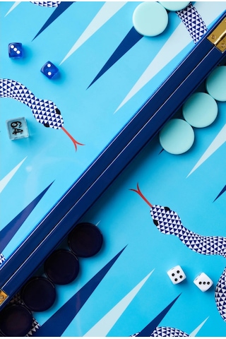 Jonathan Adler Eden Lüks Backgammon, Dekoratif Tasarım Tavla Seti Tavlalar Mavi