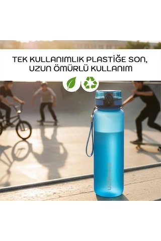 Uzspace Büyük Boy Suluk - 1000 Ml Soft-touch Tritan Renkli Matara Pembe Çok Renkli