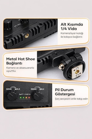 800 Led Profesyonel Video Işığı Tripodlu Ayarlanabilir Parlaklık & 3200k-5600k Renk Sıcaklığı Fotoğraf, Yayıncı, Vlog Işığı