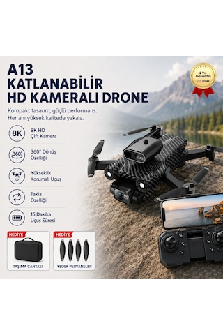 A13 Drone,8k Çift Kameralı Karbon Fiber, Elektrikli Ayarlanabilir Lens, Uzaktan Kumandalı Drone-1447