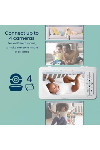 Babysense Hd 5 Inç Bebek Monitörü, 2 Kamera, Wifi Gerektirmez, Gece Işığı, 4x Zoom, 4000mah Pil, 2 Yönlü Ses Kamera Sistemi