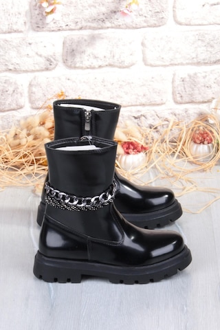 Fort Cool Duru Anatomik Sıcak Astar Kaymaz Taban Kız Çocuk Çizme Siyah