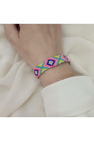 Bileklik Bohemian Etnik Retro Geometrik Dokuma 1 Adet Bilezik Kadın Kız Aksesuar Çok Renkli