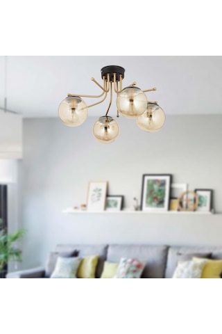 Edin 4Lü Siyah Eskitme Bal Camlı Modern Genç Odası Yatak Odası Salon Avize