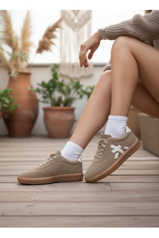 Marina Rosse Kadın Sanda Günlük Ortopedik Rahat Taban Sneaker Sütlü Kahve