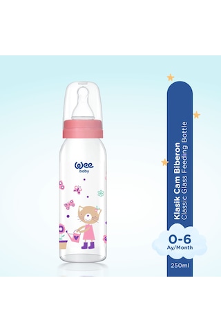 Wee Baby  Klasik Cam Biberon 250 ML Pembe