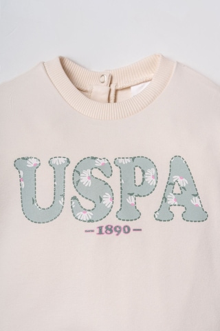 U.S. Polo Assn. Nakışlı Kız Bebek Beyaz Uzun Kol Pijama Takım Usb3257-c-v1 Usb3257-c-v1