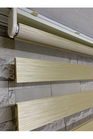 Krem Renk Bambu Zebra Perde (Etekli)