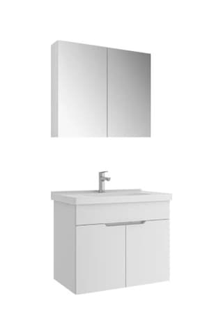 Kale Stora 80 Cm Set Parlak Beyaz Lavabo Dolabı + Aynalı Dolap