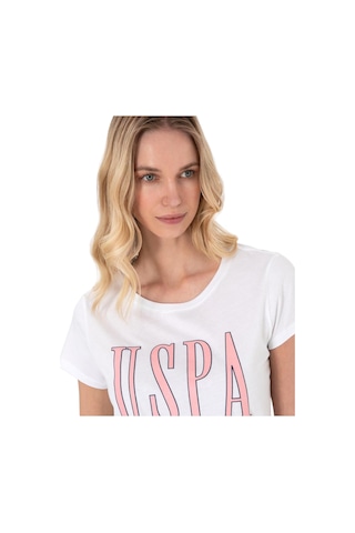U.S. Polo Assn. Kadın Marka Yazılı T-shirt Beyaz