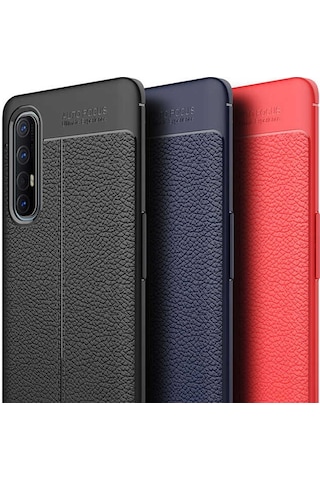 Kilifone - Oppo Reno 3 Pro 5g Uyumlu Kılıf Deri Dikiş Görünümlü Niss Karbon Silikon Kapak - Siyah - T13472