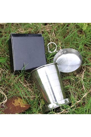 Moveevo 201 Paslanmaz Çelik Katlanabilir Bardak, 450ml, Taşınabilir Tasarım, Anahtar Zinciri Uyumlu, Dış Mekan Ve Seyahat İçin Ideal Diğer