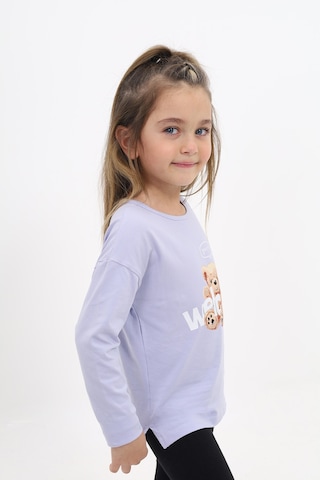 Toontoy Kids Toontoy Kız Çocuk Baskılı Bisiklet Yaka Uzun Kollu Tişört Açık Lila
