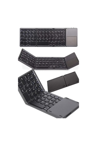 Kablosuz Bluetooth Bağlantılı Klavye Mouse Set 2in1 Katlanır Çanta Boy Klavye Seti Pc Telefon Tablet