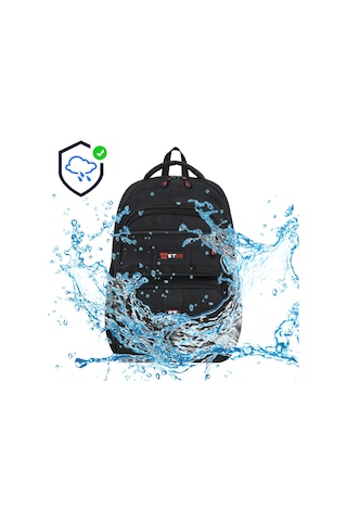 Seventeen Unisex Suya Dayanıklı Çok Gözlü Laptop Ve Seyahat Sırt Çantası 4903 Siyah-kırmızı
