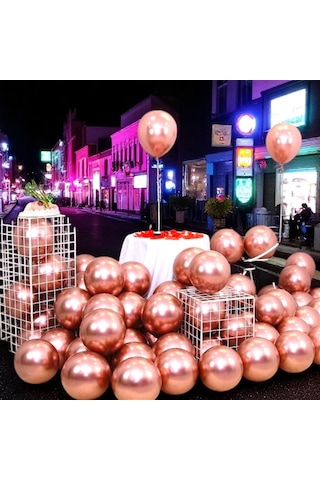 Ultra Yüksek Kalite 50 Adet Rose Gold Krom Balon Aynalı Balon Parlak Metalik Krom Rose Gold Balon Rose Gold