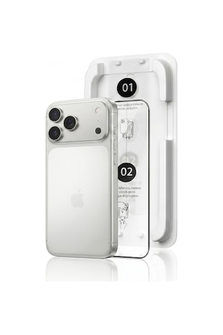 Fulltech Magicbox iPhone Uyumlu 17 Pro Premium Tempered Glass Aparatlı Ekran Koruyucu - Clear