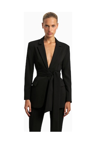 Because Of Alice Classic Blazer With Belt Klasik Blazer Kadın Ceket Siyah