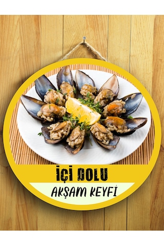 Mayeka Midyeciler İçin Midye Dolma Duvar Kapı Tablo Ahşap Askılı Pano Tabela