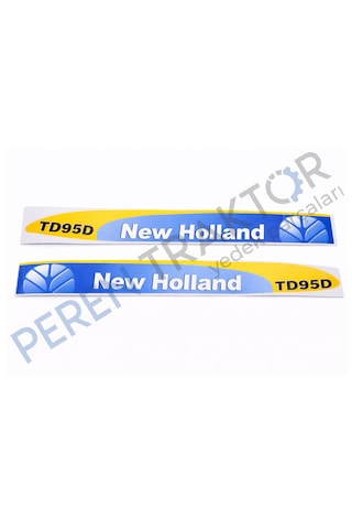 New Holland TD95D Yan Yazı Takımı Kaporta Etiketi Sağ - Sol Kaput Sticker Seti