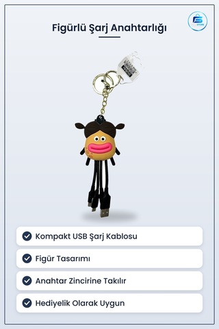 Şarj Kablolu Figürlü Anahtarlık Kompakt Usb Kablosu Aksesuar Figü
