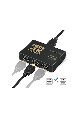 3 Port Hdmi Switch - 4K - Kumandalı - Ultra Hd - Versiyon 2021