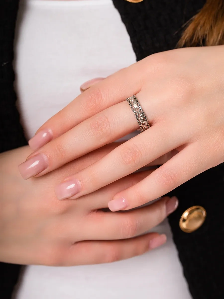 Monıchev Jewelry 925 Ayar Gümüş "kurtar Ve Koru" Doğrudan Dini Yüzük 321719133 Gri