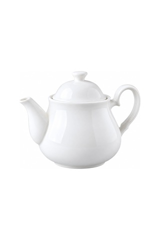 Lexroo Porselen Demlik 650 Ml, Beyaz Kapaklı Çay Demliği, Oval Kulplu Ve Uzun Dökme Ağızlı