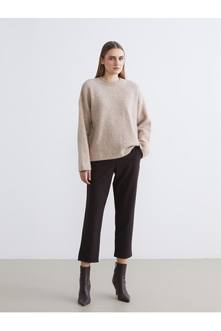 Lcw Everyday Bej Bisiklet Yaka Oversize Kadın Triko Kazak