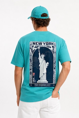 Bayloranzzo New York %100 Pamuk Heavy Cotton Premium Kalite Unisex Tişört Su Yeşili
