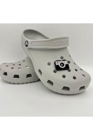 Crocs Terlik Süsü Ve Aksesuarı , Çanta Süsü Jibbitz 3d Kabartma Fotoğraf Makinası 02 Görsel Figür Aksesuar Siyah-gri-beyaz-kırmızı