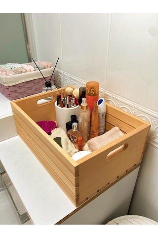 Masif Ahşap Sandık - Büyük Boy Saklama Depolama Ve Düzenleme Için Tahta Kutu Çok Amaçlı Organizer - Big Wooden Box Ahşap