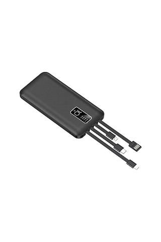 20.000mah 4 Dahili Kablolu Powerbank Çoklu Cihaz Uyumlu Taşınabilir Sarj Cihazı-1701 Siyah