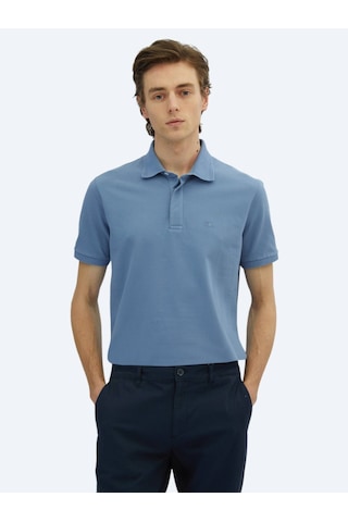 Havacı Mavi Düz Polo Yaka %100 Pamuk T-shirt Havacı Mavi