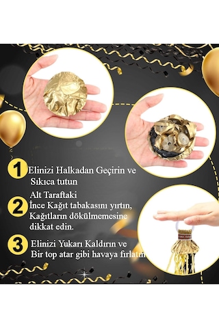 Gold Renk Fırlatmalı El Konfetisi- Düğün Nişan Bekarlık Doğum Günü Partisi Ortamı Kirletmez 10adet 7+