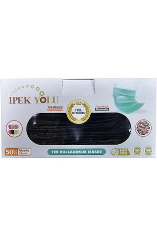 Tek Kullanımlık Maske 3 Katlı Telli Meltblownlu 50'li Kutu Siyah - 10 Kutu
