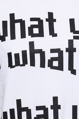 Wessi Beyaz Baskılı Bisiklet Yaka Sweatshirt Beyaz