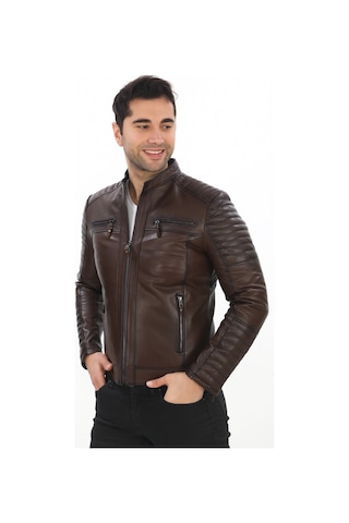 New Zaya Leather Erkek Biker Deri Ceket -