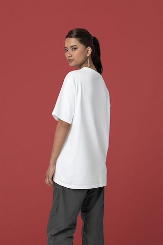 Sevbano Unisex Oversize Baskısız Basic Tişört Beyaz