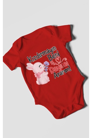 Morivokids Kızdırmayın Beni Dayımı Ararım Kısa Kollu Bebek Body %100 Pamuk Zbn165-kk Kırmızı