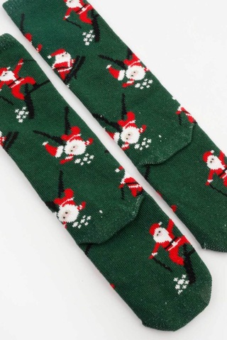 Le Mabelle Yeşil Noel Baba Desenli Kız Çocuk Çorap Yeşil